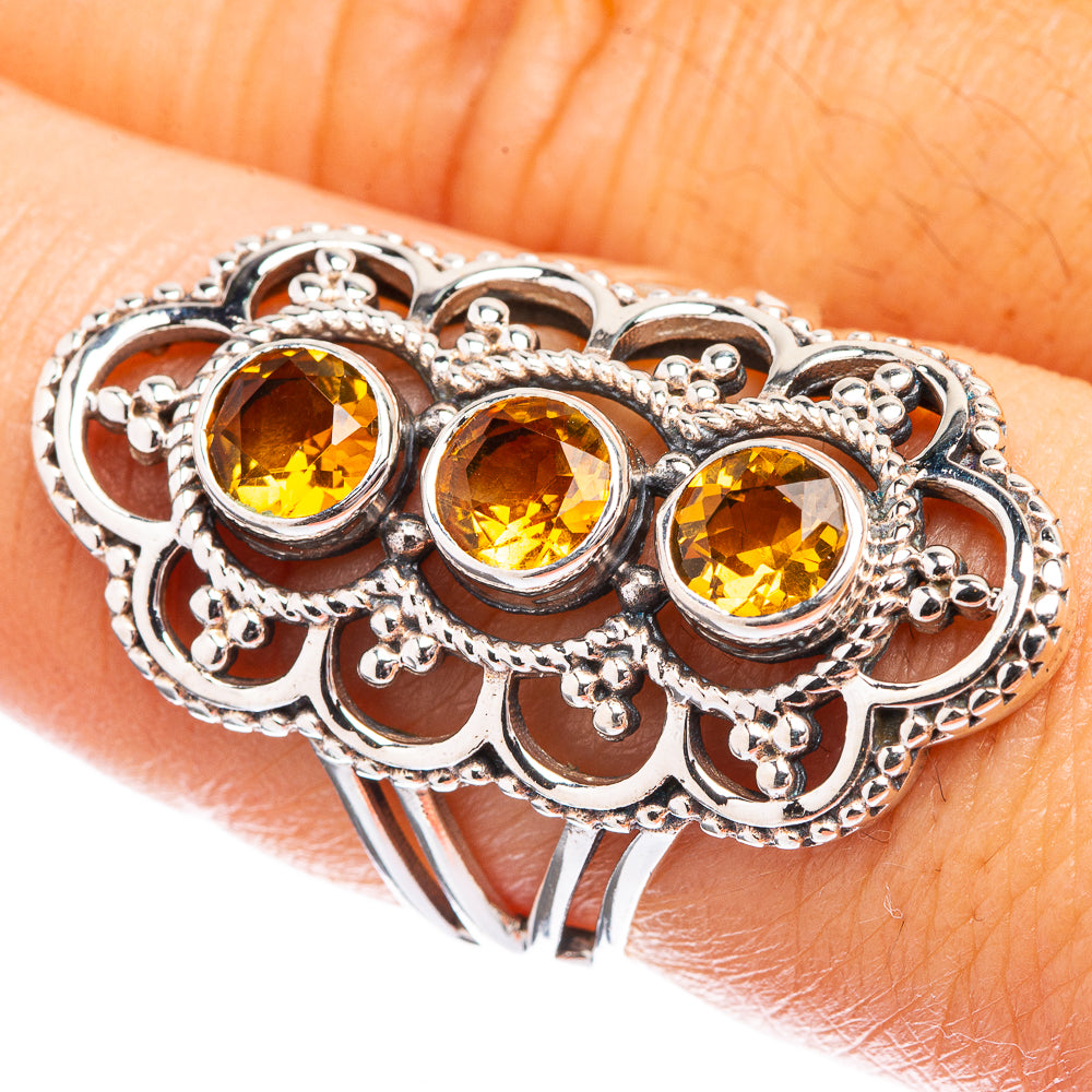 Faceted Citrine Ring Size 7.5 (925 Sterling Silver) R142625