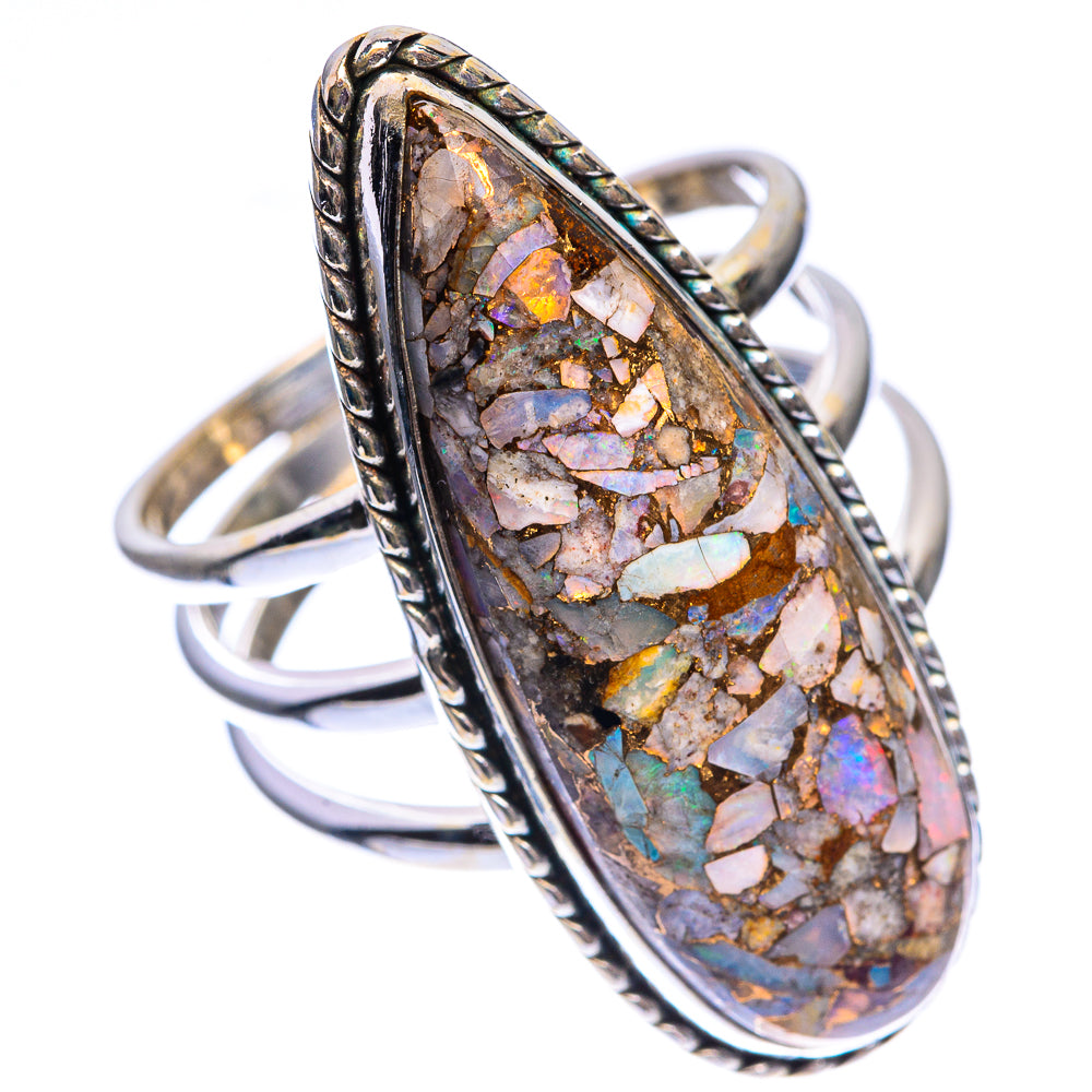 Large Copper Composite Rainbow Moonstone Ring Size 9.75 (925 Sterling Silver) RING143480