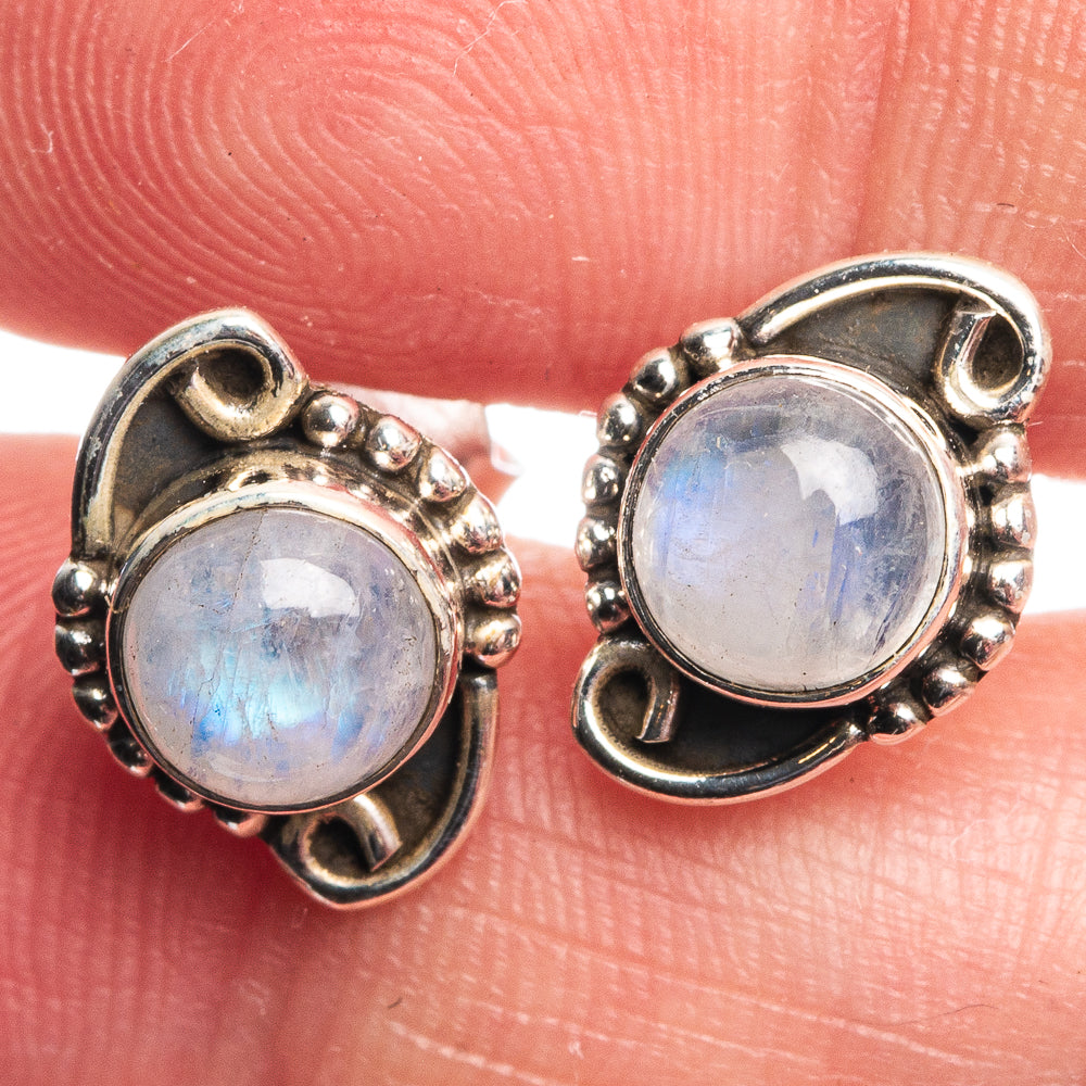 Rainbow Moonstone Dainty Earrings 1/2" (925 Sterling Silver) E432493