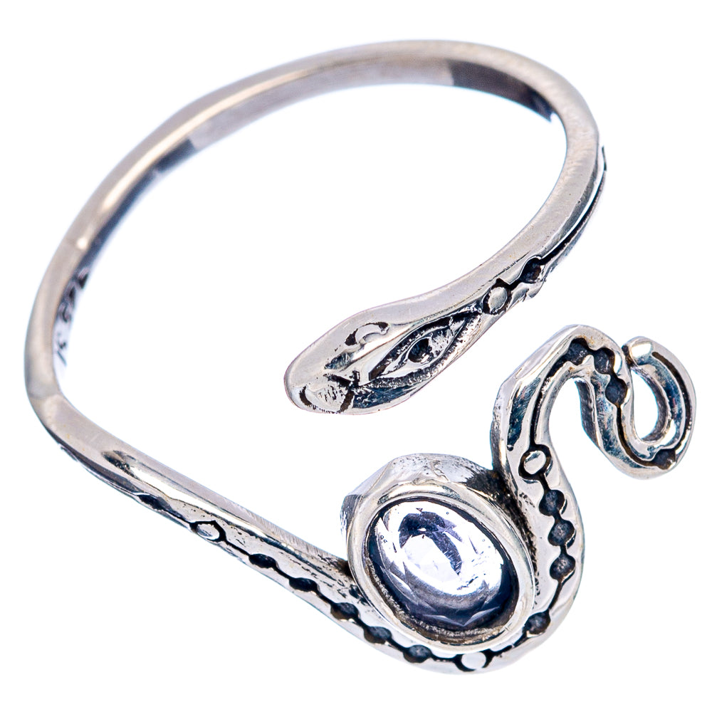 Iolite Snake Dainty Ring Size 7 Adjustable (.925 Sterling Silver)