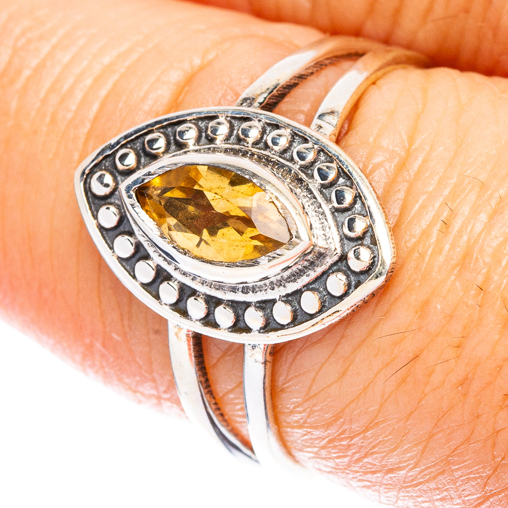 Faceted Citrine Dainty Ring Size 7.75 (925 Sterling Silver) R146910