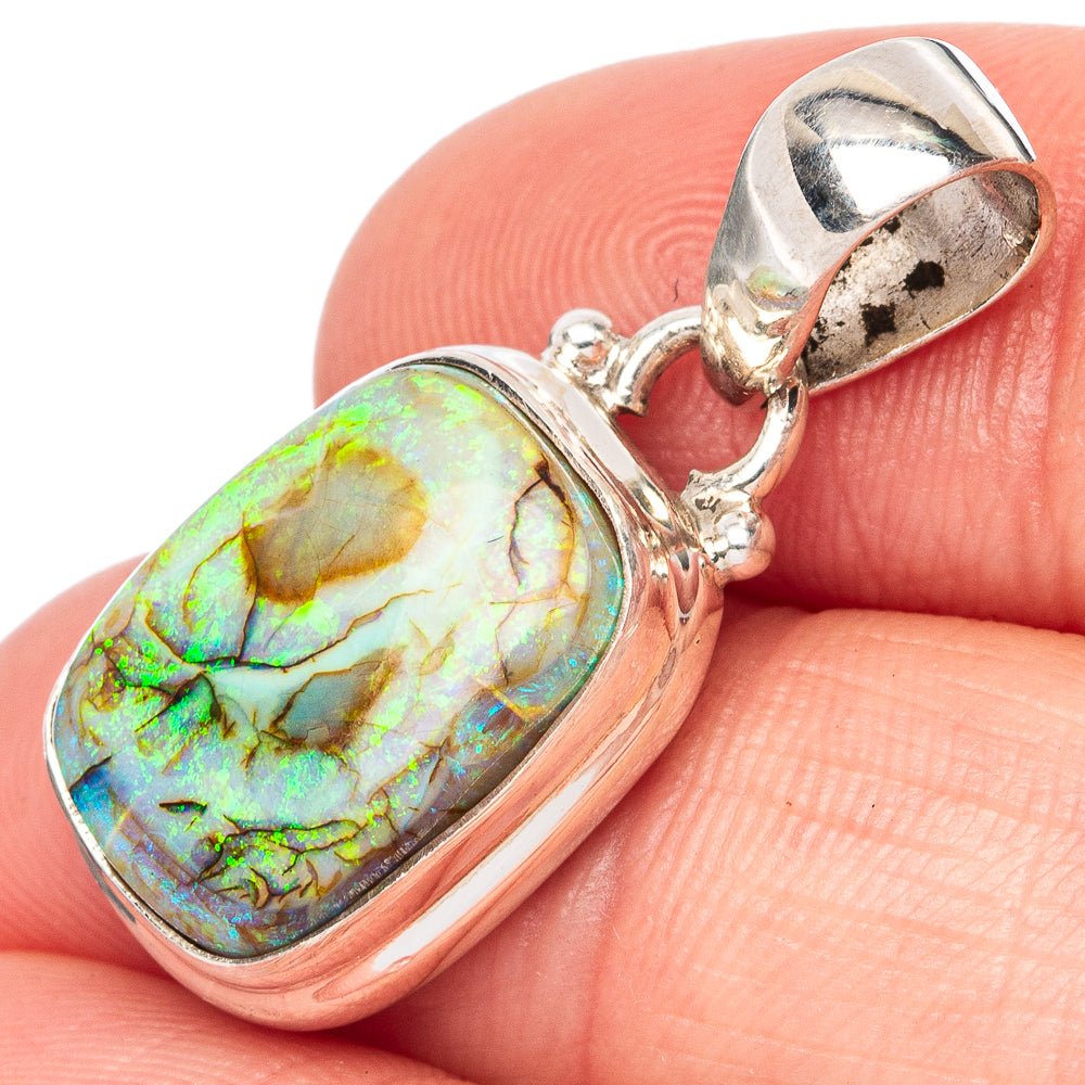 Rare Sterling Opal Pendant 1 1/8" (925 Sterling Silver) P42892