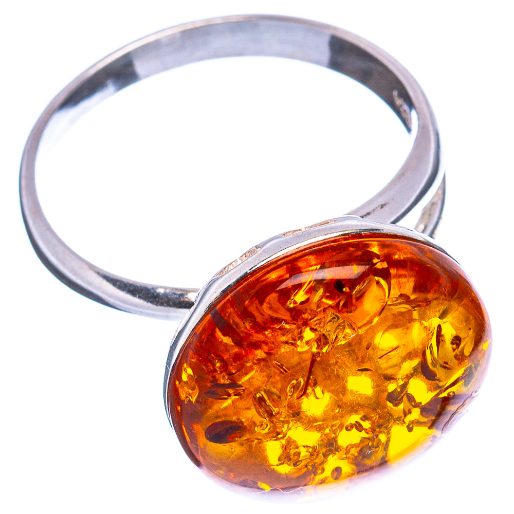 Baltic Amber Ring Size 8 Adjustable (.925 Sterling Silver)
