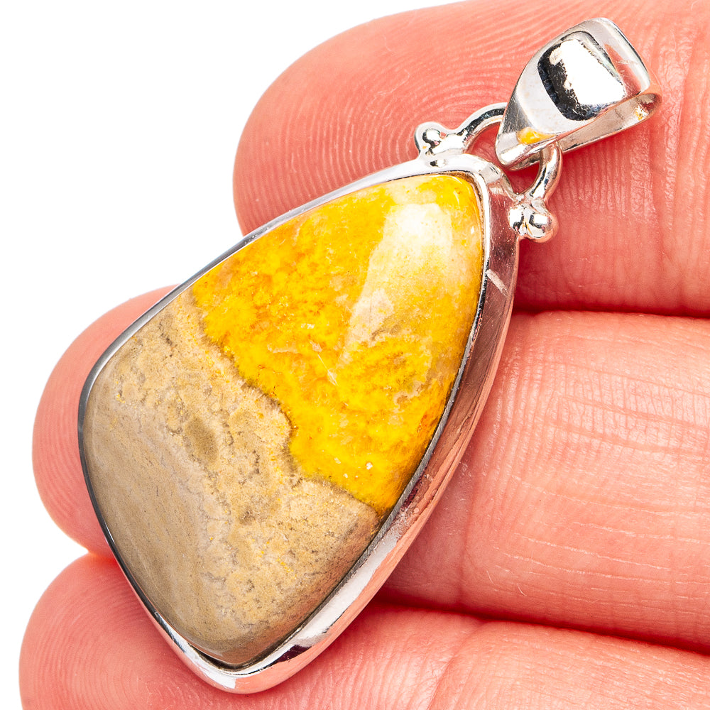 Bumblebee Jasper Pendant 1 1/2" (.925 Sterling Silver)