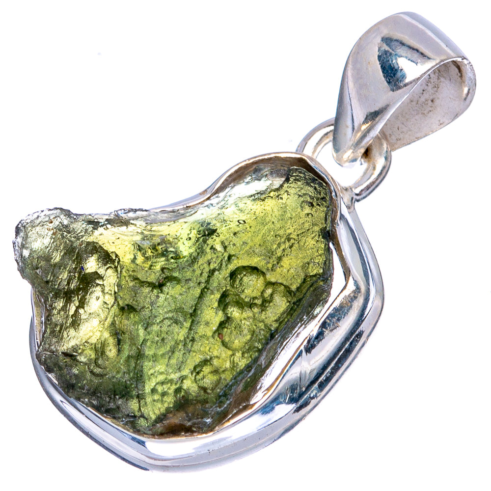 Rare Moldavite Pendant 1 1/8" (925 Sterling Silver) P43518