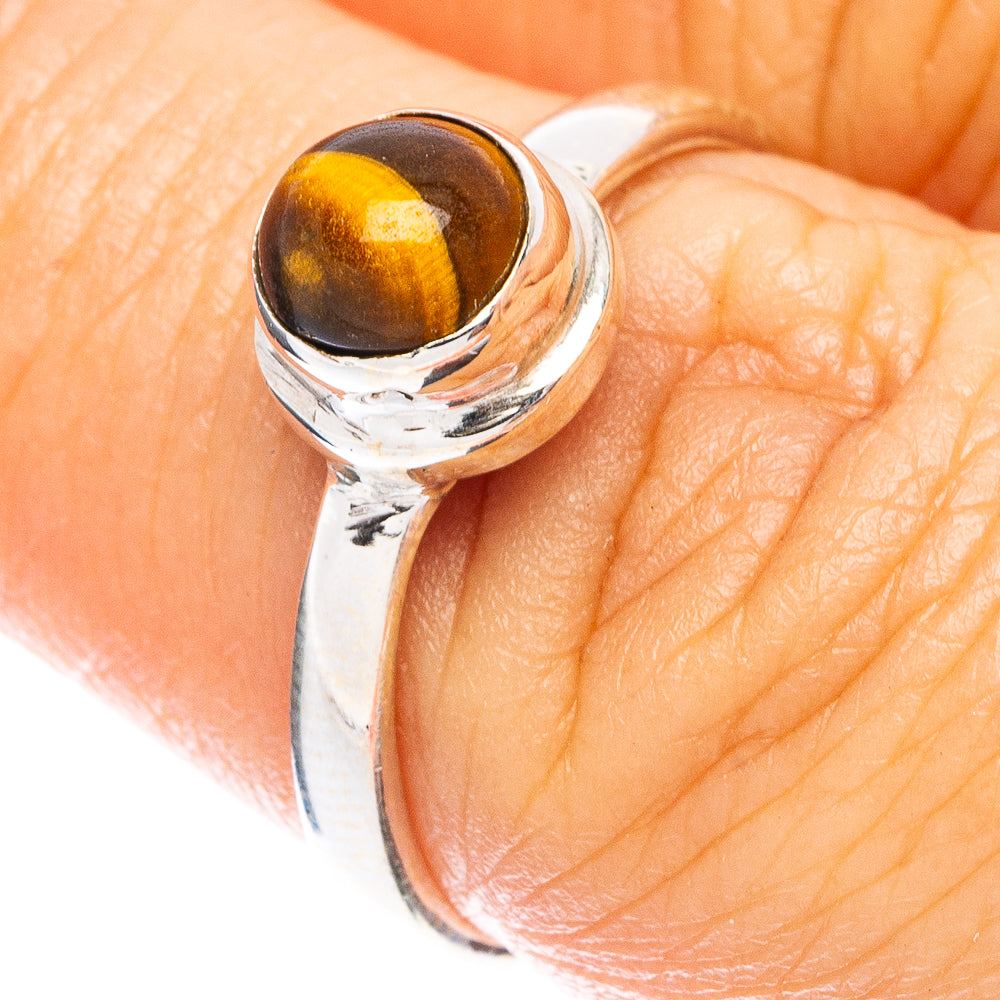 Tiger Eye Dainty Ring Size 7 (925 Sterling Silver) R5265