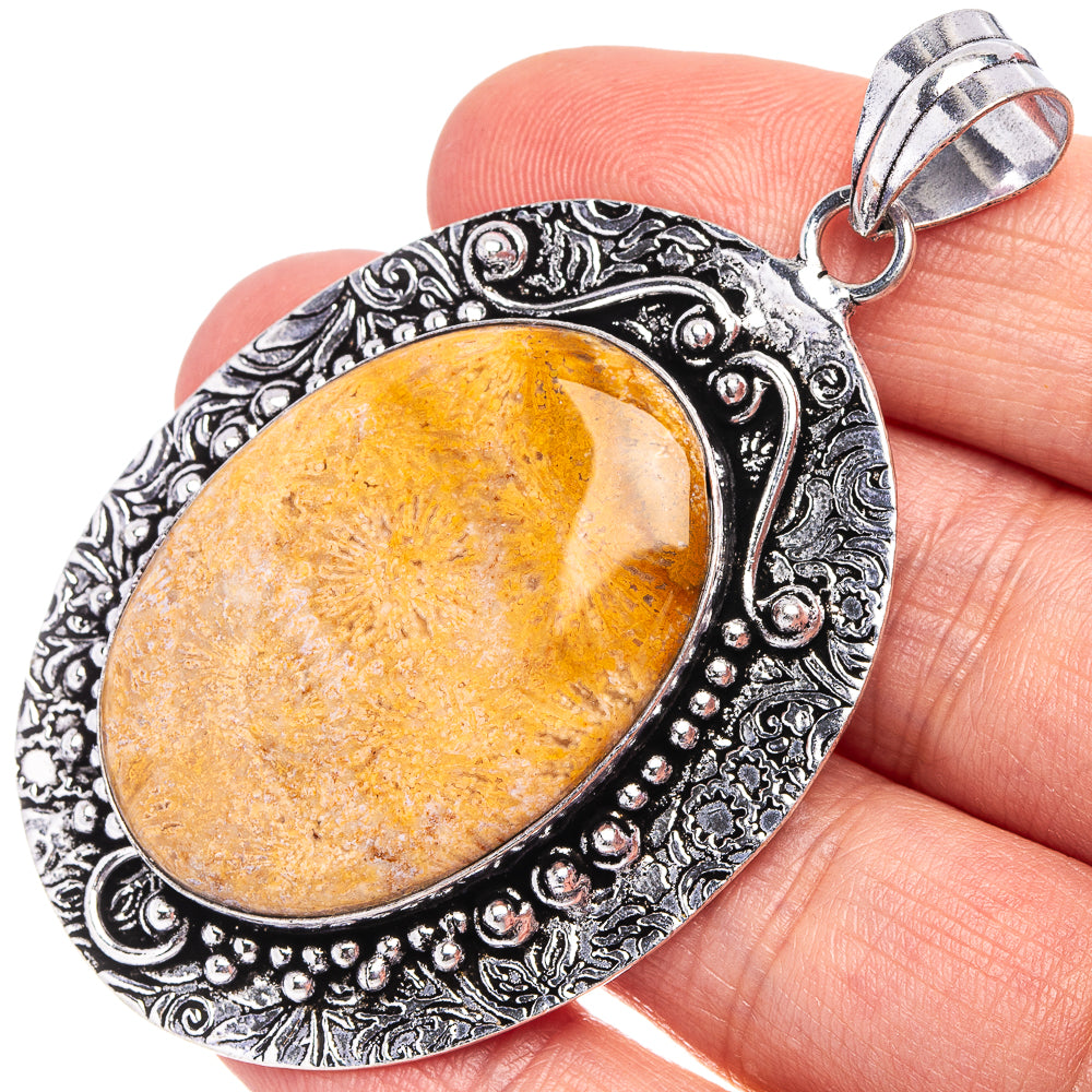 Fossil Coral Pendant 2 1/2" (German Silver)