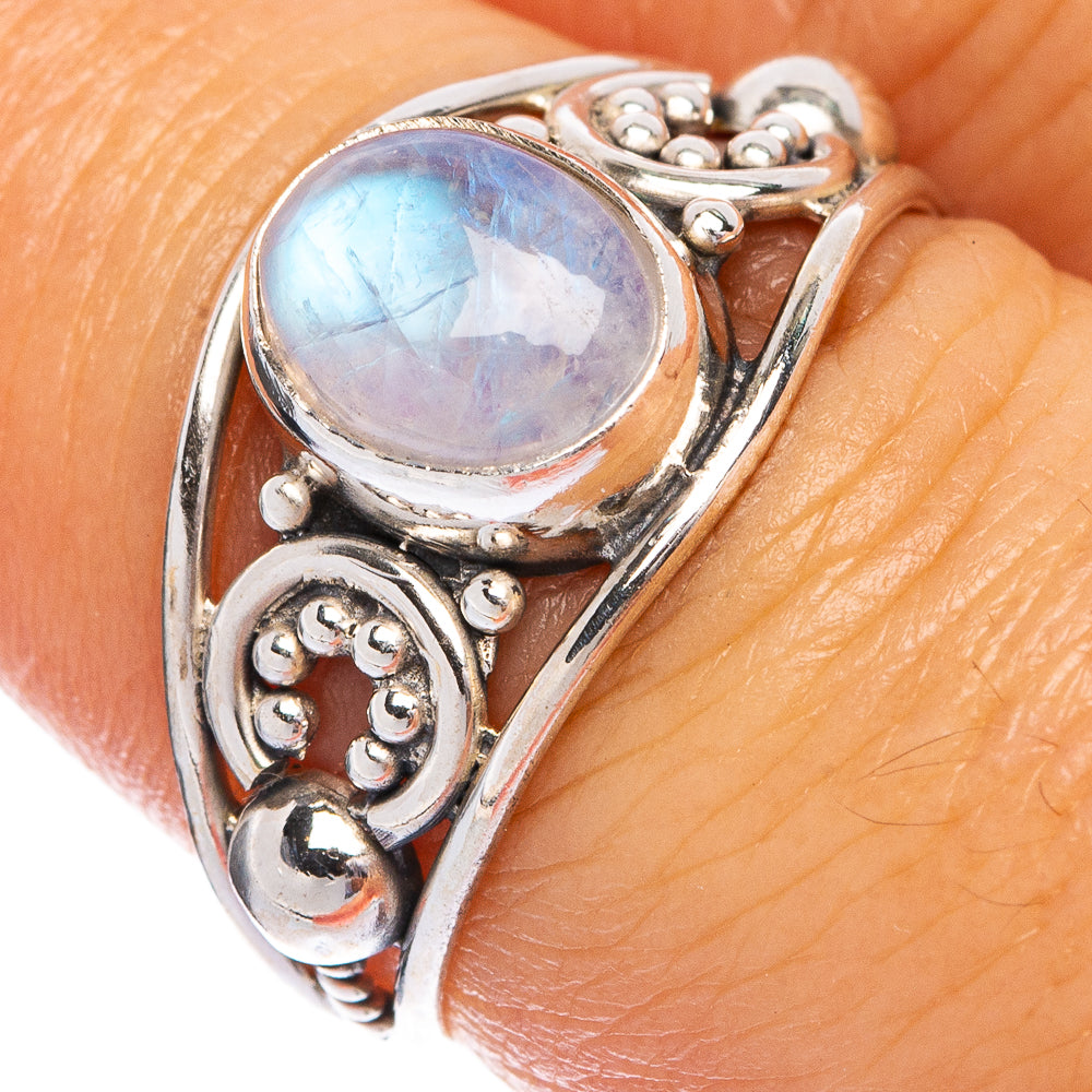 Rainbow Moonstone Dainty Ring Size 7.25 (925 Sterling Silver) R145363