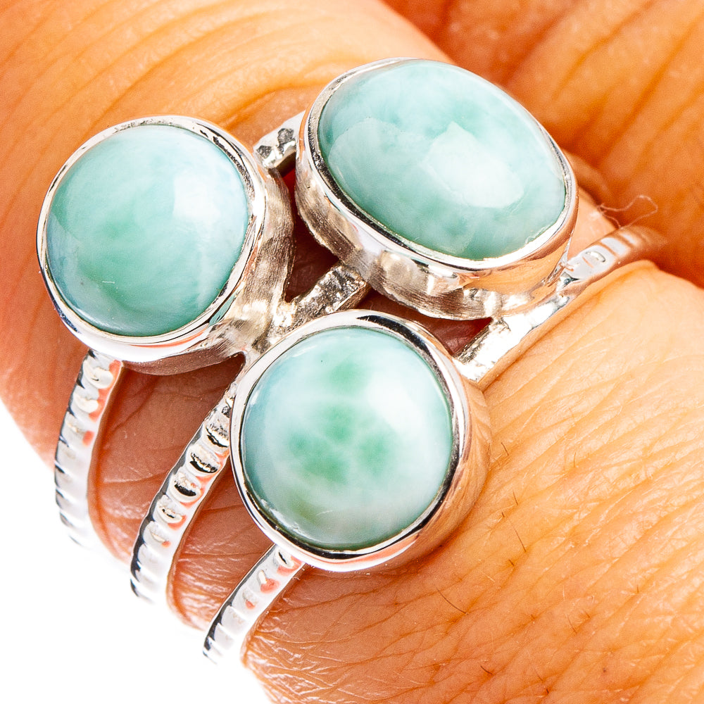 Premium Larimar Ring Size 7.75 (.925 Sterling Silver)