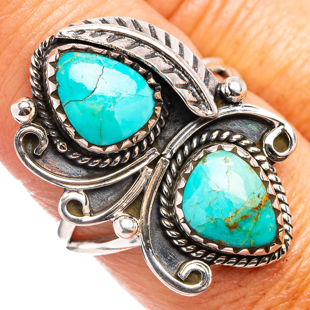 Native Style Mohave Turquoise Ring Size 7.75 (.925 Sterling Silver)