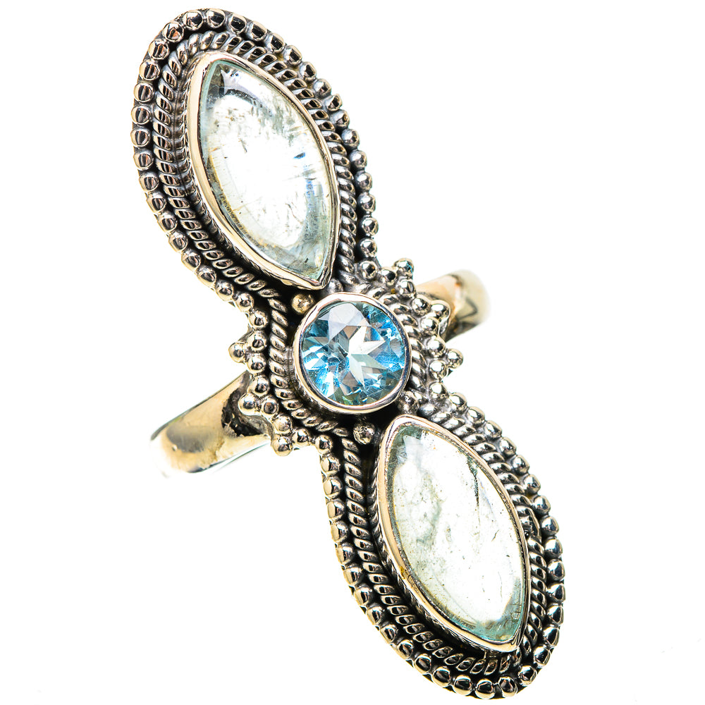 Large Natural Aquamarine, Blue Topaz Ring Size 6.25 (925 Sterling Silver) RING138025
