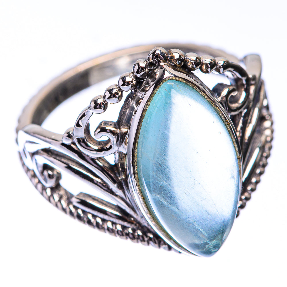 Natural Aquamarine Ring Size 8.25 (925 Sterling Silver) R140746