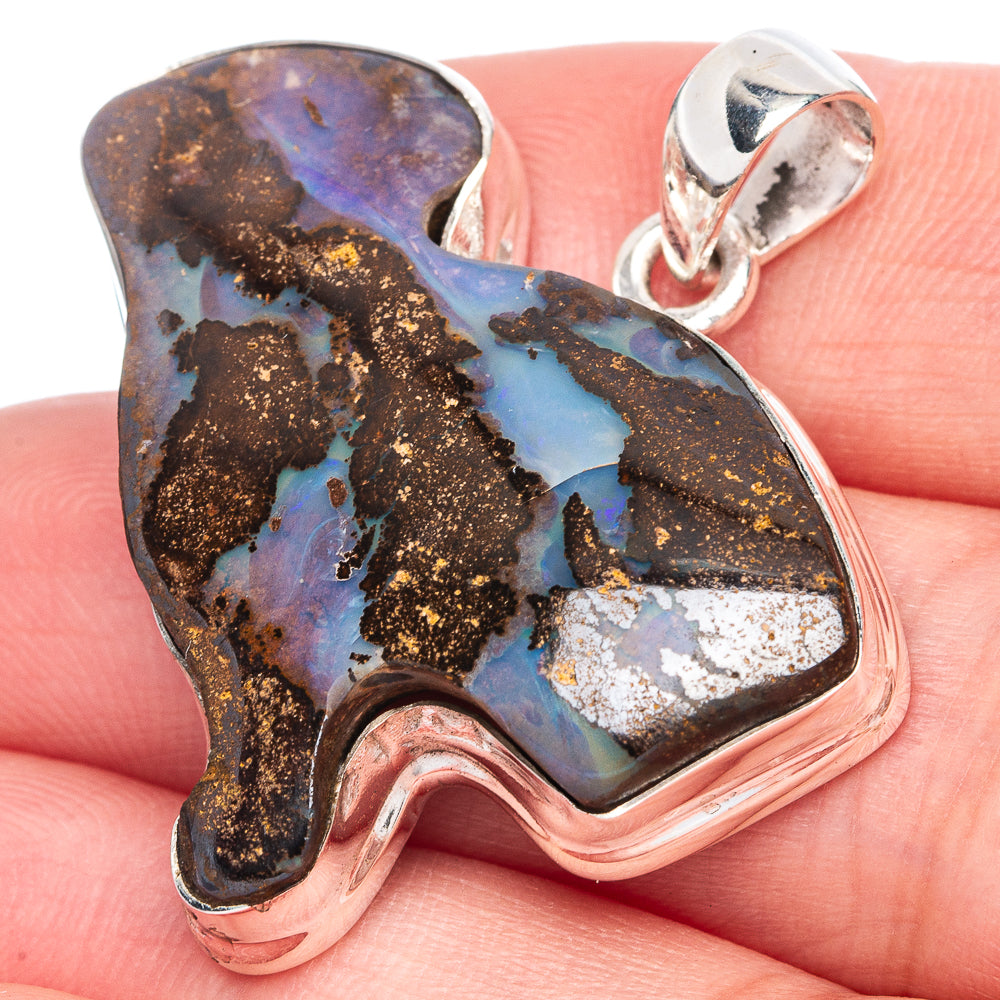 Rare Boulder Opal Dog Pendant 1 3/8" (925 Sterling Silver) P41977