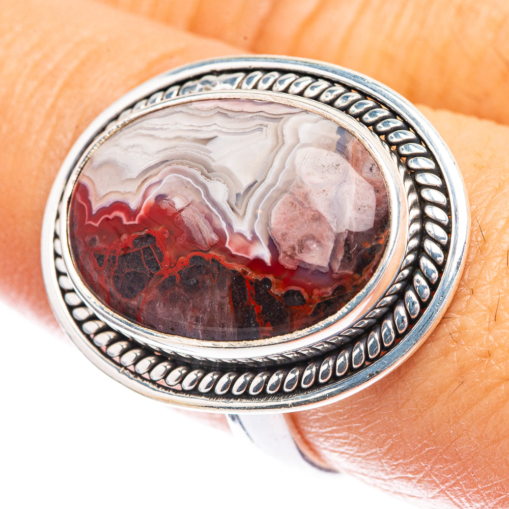 Crazy Lace Agate Ring Size 9 (925 Sterling Silver) R142688