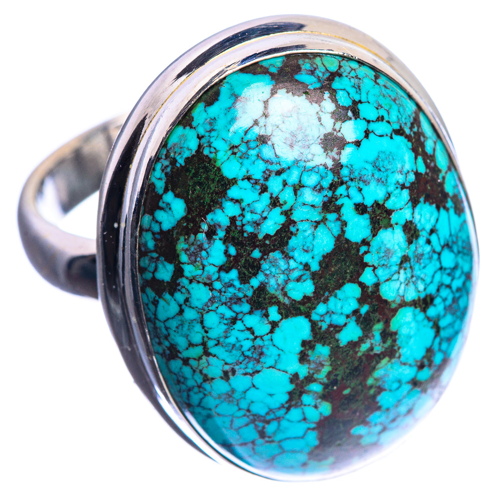 Large Tibetan Turquoise 925 Sterling Silver Ring Size 8.5