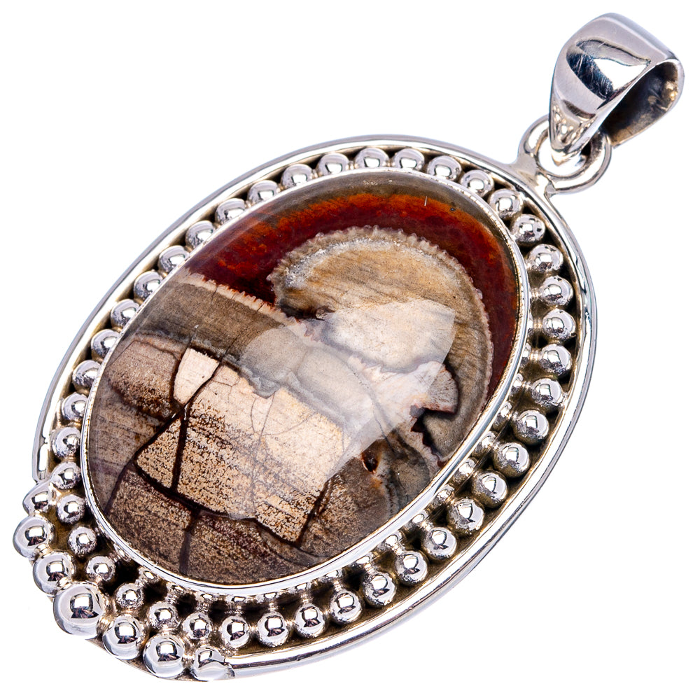 Premium Mushroom Rhyolite Pendant 1 3/4" (.925 Sterling Silver)