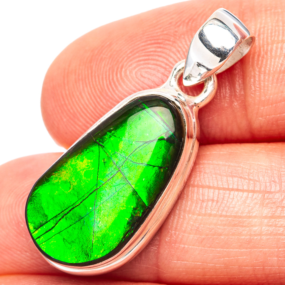 Premium Canadian Ammolite Pendant 1 1/4" (.925 Sterling Silver)