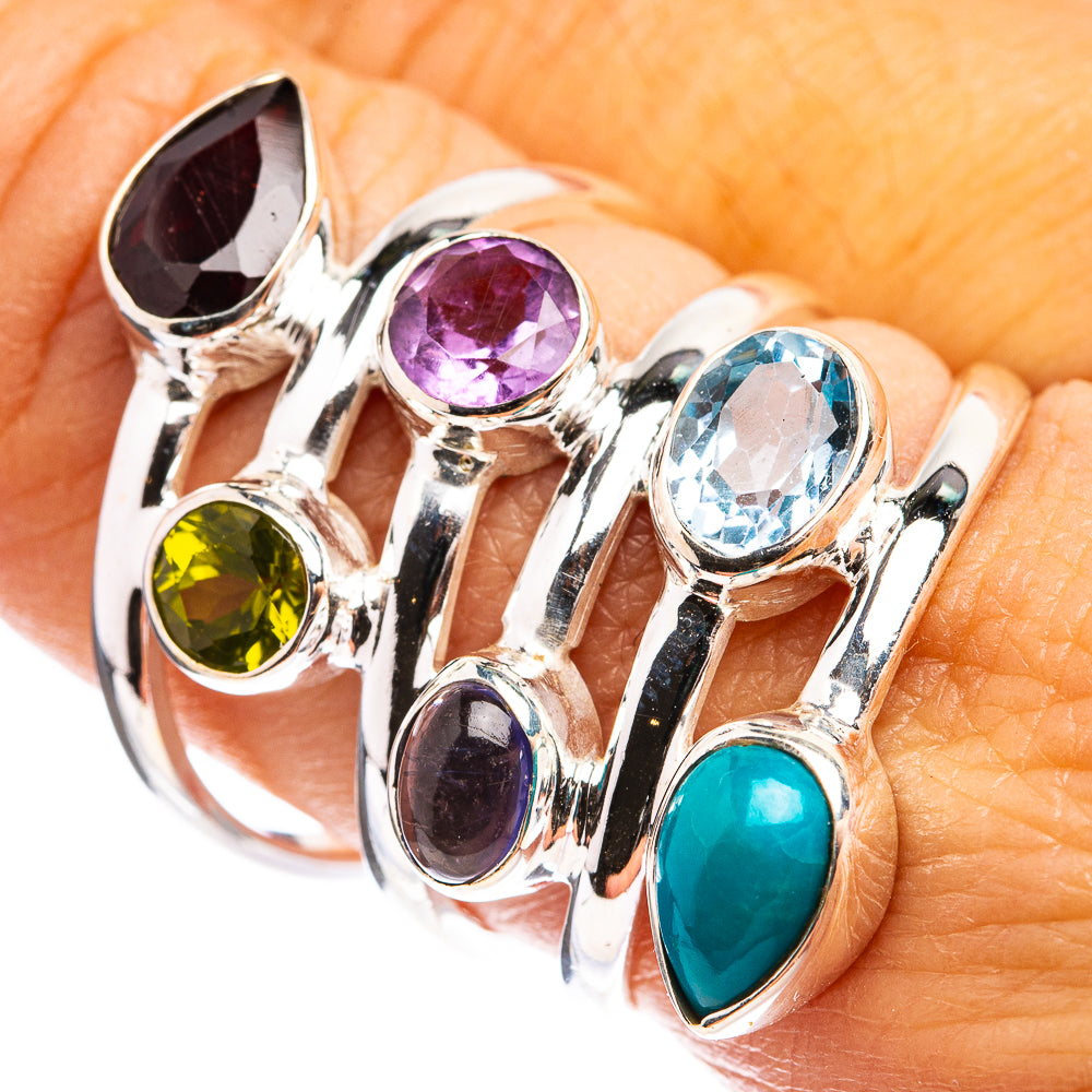 Large Garnet, Peridot, Amethyst, Tanzanite, Blue Topaz, Sleeping Beauty Turquoise Ring Size 8.75 (925 Sterling Silver) R142890