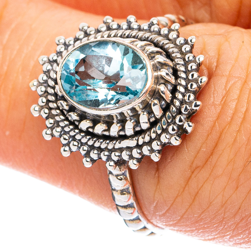 Blue Topaz Ring Size 7 (925 Sterling Silver) R8222