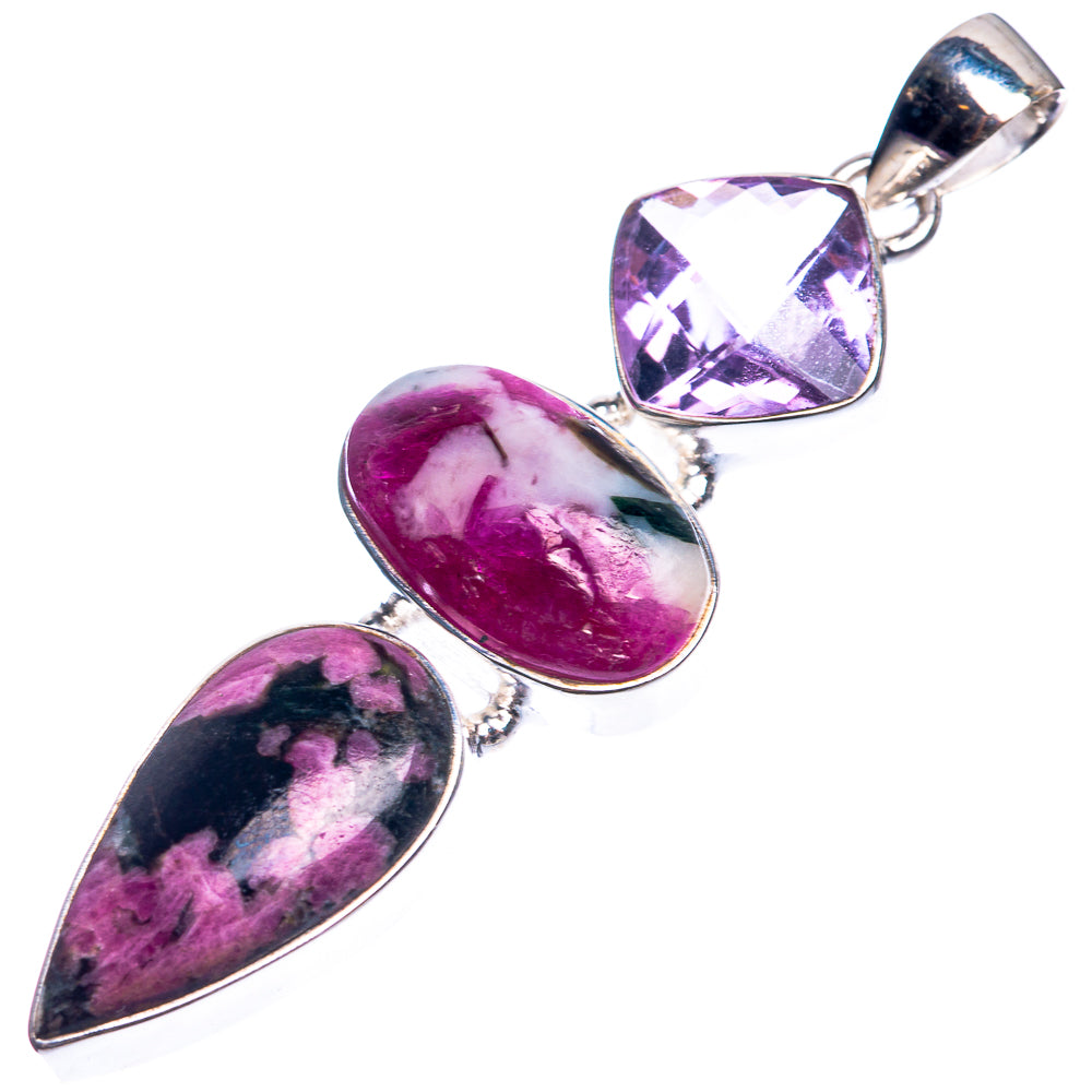 Ruby Zoisite, Amethyst 925 Sterling Silver Pendant 2 3/8"