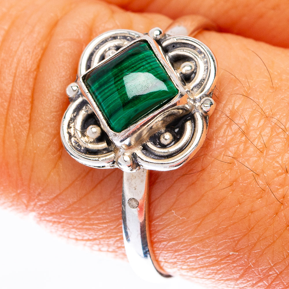 Malachite Dainty Ring Size 8.75 (925 Sterling Silver) R144991