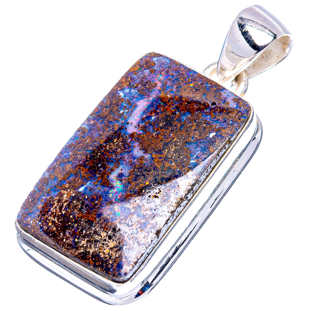 Rare Boulder Opal Pendant 1 3/8" (.925 Sterling Silver)
