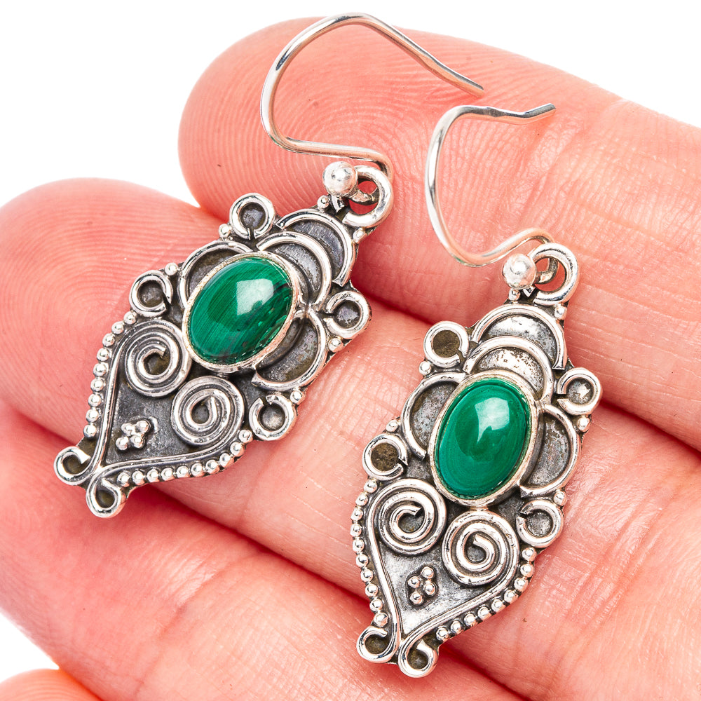 Malachite Earrings 1 1/2" (925 Sterling Silver) E433259