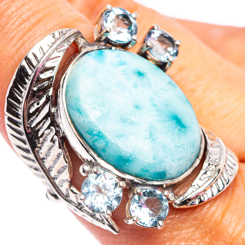 Signature Larimar, Blue Topaz Ring Size 8.25 (.925 Sterling Silver)