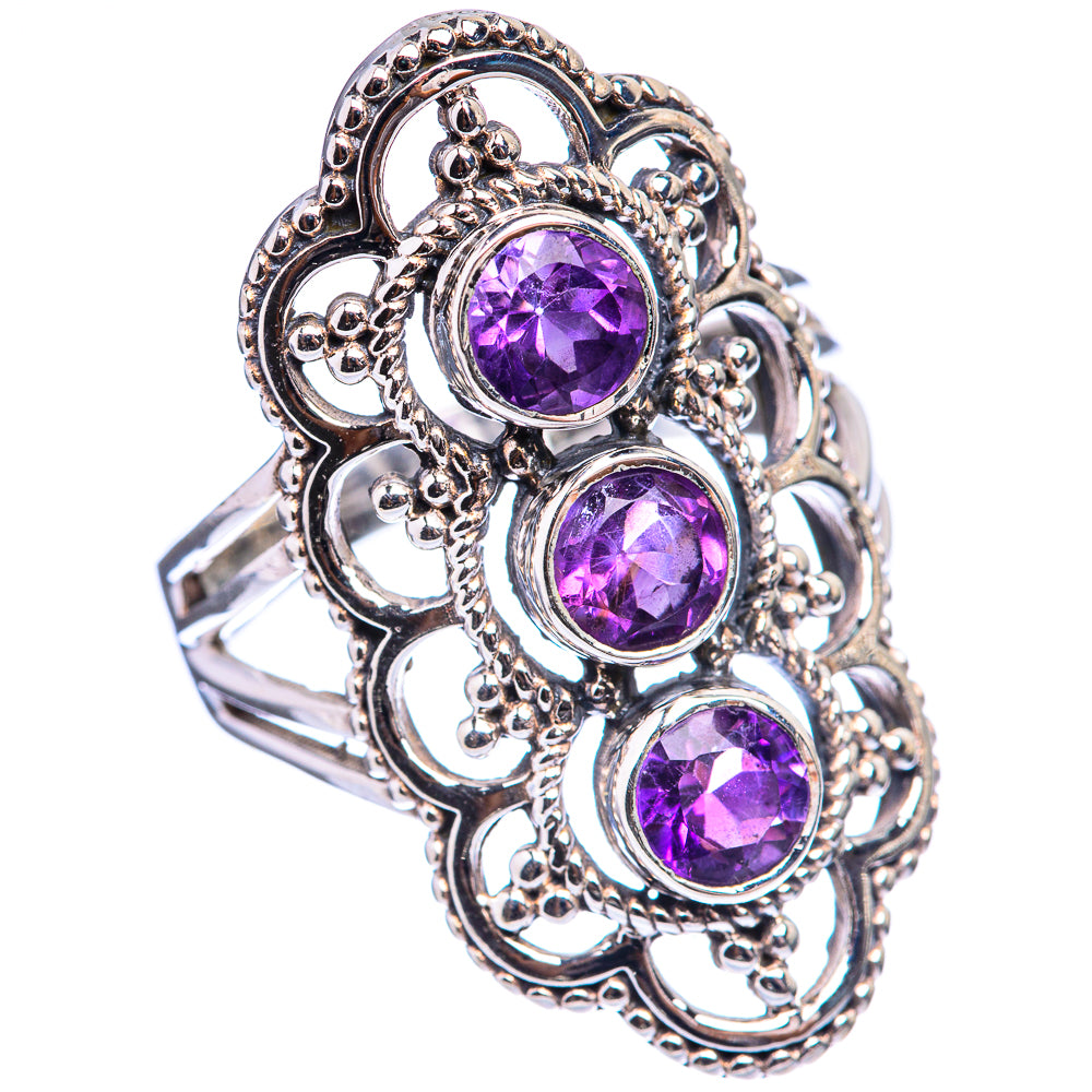 Faceted Amethyst Ring Size 7.5 (925 Sterling Silver) R142814