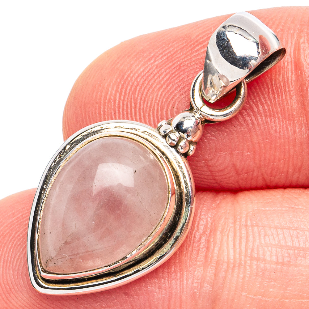 Dainty Rose Quartz Pendant 1 1/4" (925 Sterling Silver) P45248