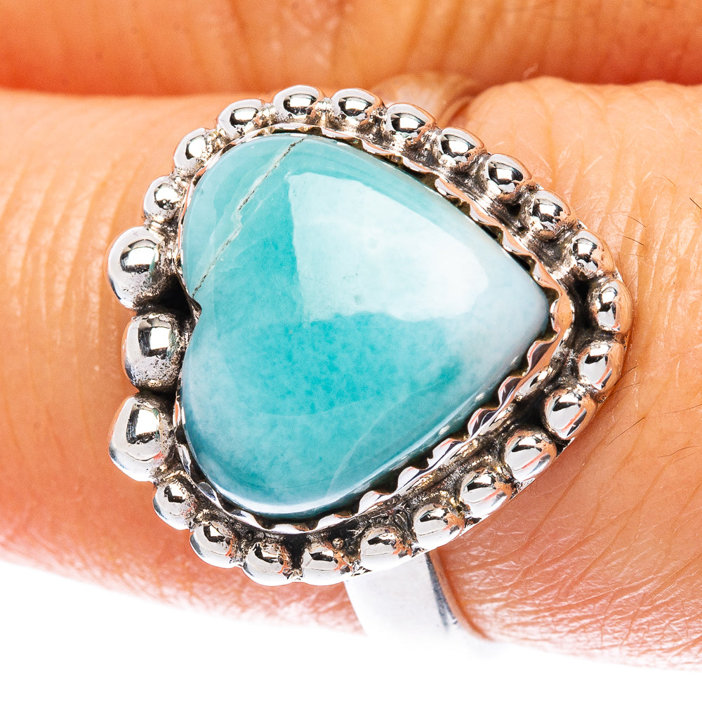 Larimar Heart Ring Size 7.25 (925 Sterling Silver) R2417