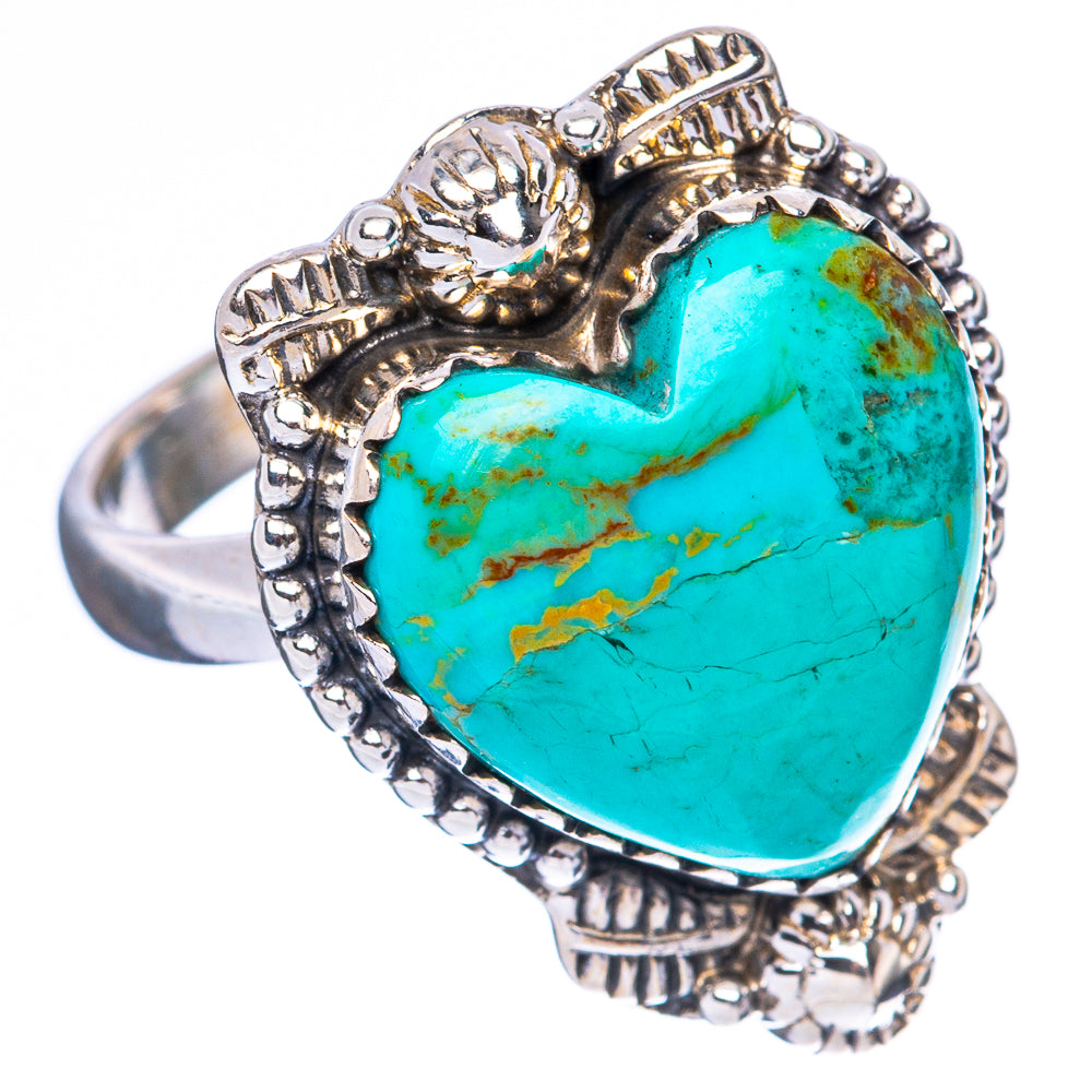 Kingman Turquoise Heart Ring Size 8 (925 Sterling Silver) R4043