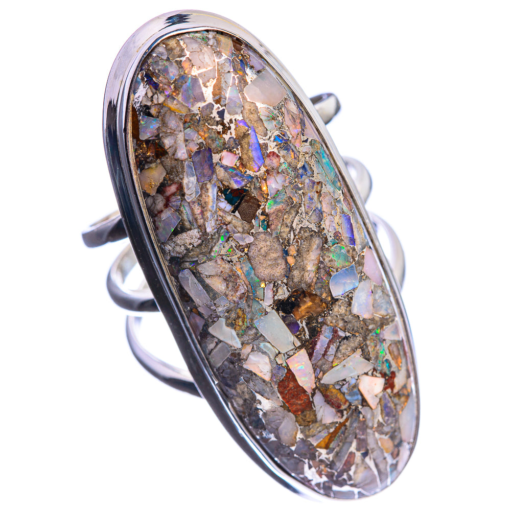 Huge Brecciated Ethiopian Opal 925 Sterling Silver Ring Size 9.5