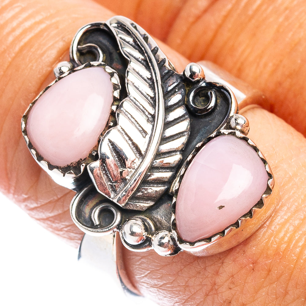 Pink Opal Ring Size 8 Adjustable (.925 Sterling Silver)