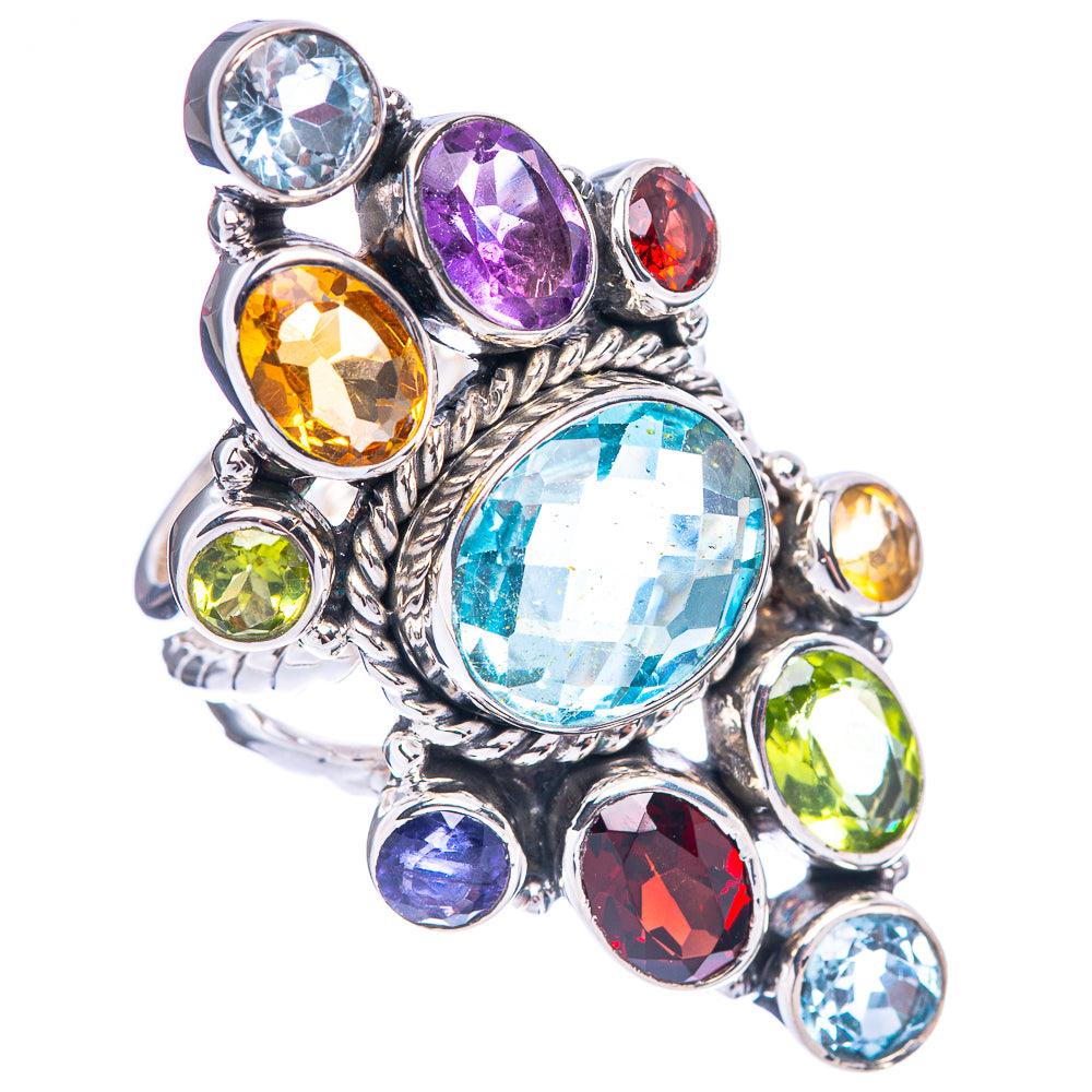 Signature Blue Topaz, Garnet, Amethyst, Citrine, Peridot Ring Size 6.75 (925 Sterling Silver) R1799