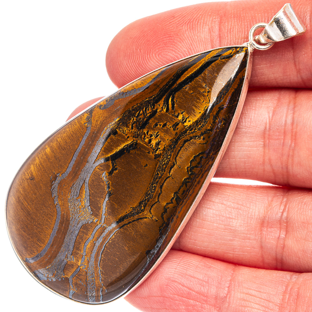 Tiger's Eye Pendant 2 3/4" (Silver Plated)