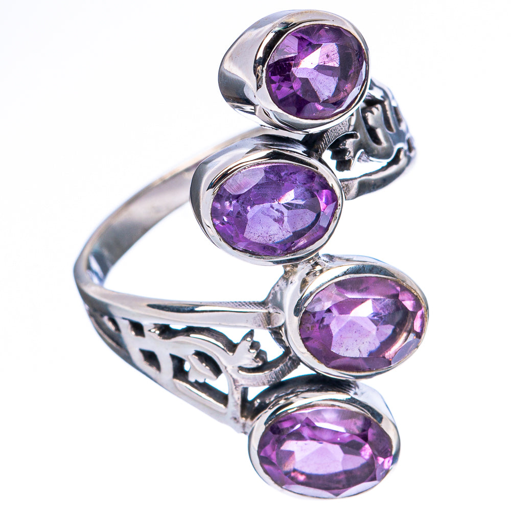 Faceted Amethyst Ring Size 7.75 (925 Sterling Silver) R3401