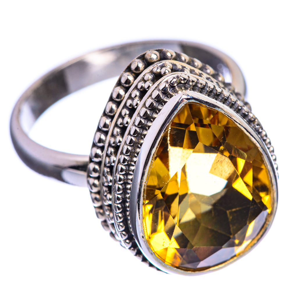 Faceted Citrine 925 Sterling Silver Ring Size 8