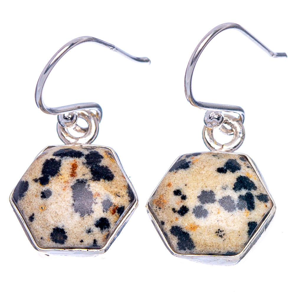 Dalmatian Jasper Earrings 1 1/8" (925 Sterling Silver) E1811