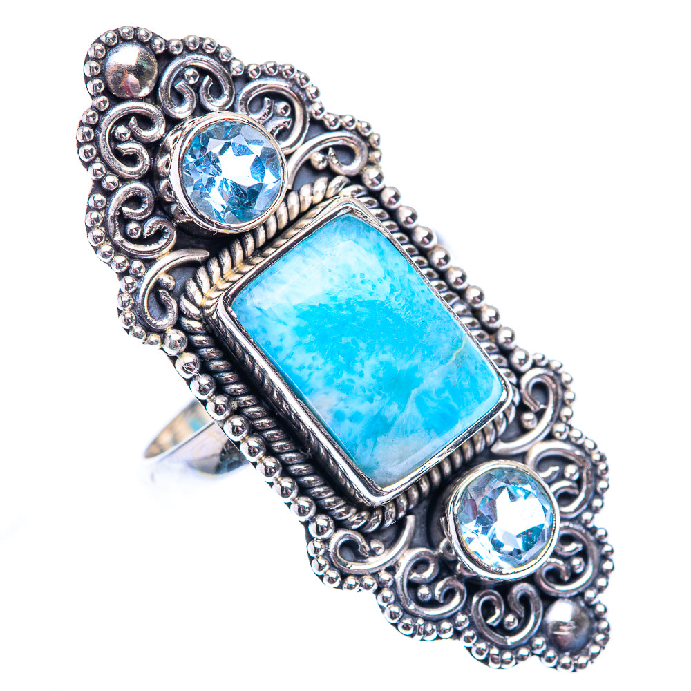 Large Larimar, Blue Topaz 925 Sterling Silver Ring Size 7.25 (925 Sterling Silver) RING140456