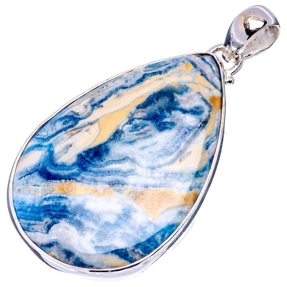 Blue Scheelite Pendant 2" (.925 Sterling Silver)