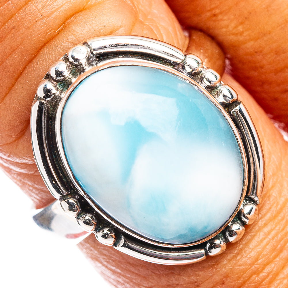 Premium Rare Larimar Ring Size 8 (.925 Sterling Silver)
