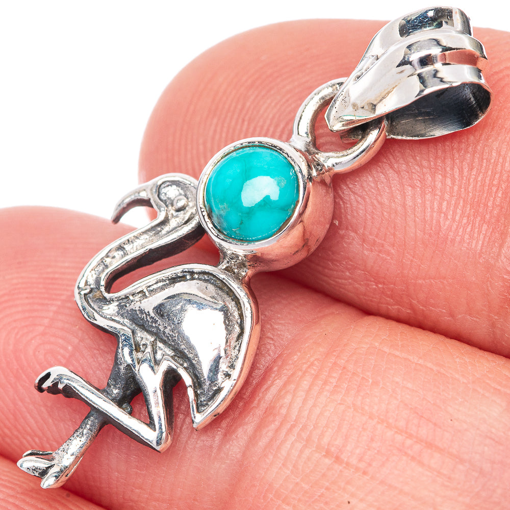 Tibetan Turquoise Dainty Pendant 1 1/4" (925 Sterling Silver) P39923