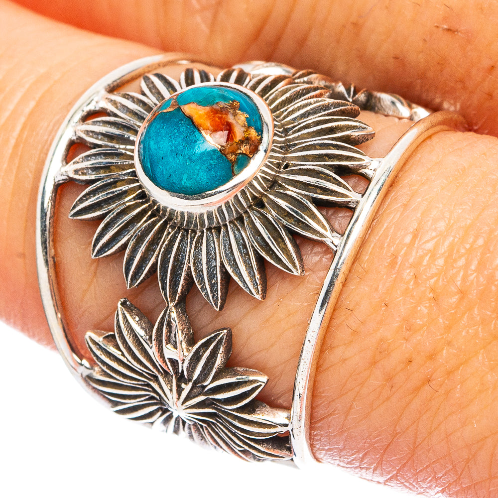 Blue Copper Composite Turquoise Ring Size 8.5 (925 Sterling Silver) R4783