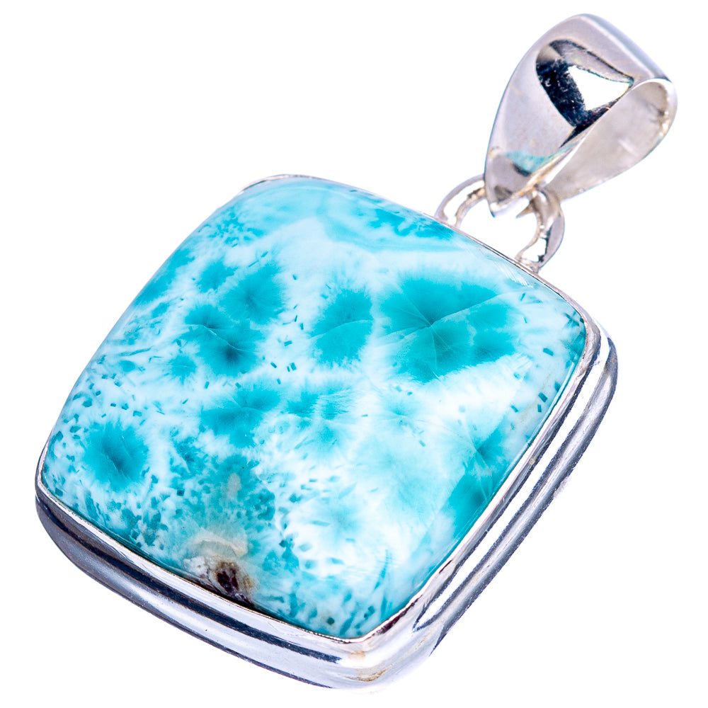Rare Larimar Pendant 1 1/4" (.925 Sterling Silver)