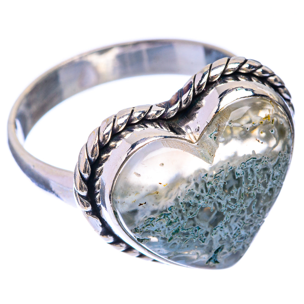 Green Moss Agate Ring Size 9.25 (925 Sterling Silver) R141327