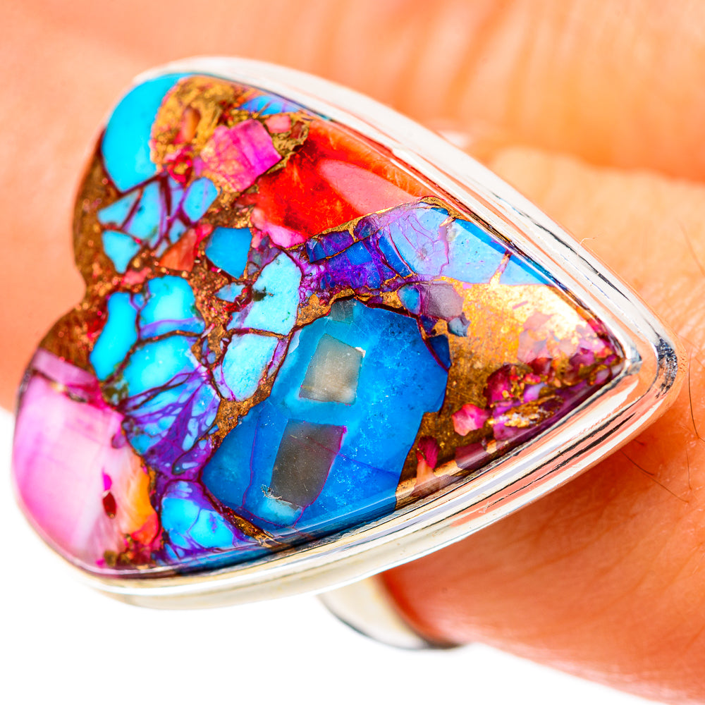 Large Kingman Pink Dahlia Turquoise 925 Sterling Silver Ring Size 8.75 (925 Sterling Silver) RING139694