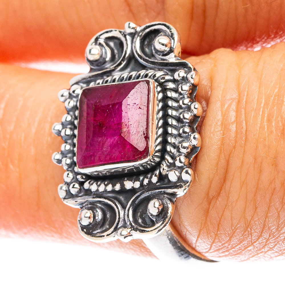 Red Sillimanite Dainty Ring Size 6.75 (925 Sterling Silver) R5208