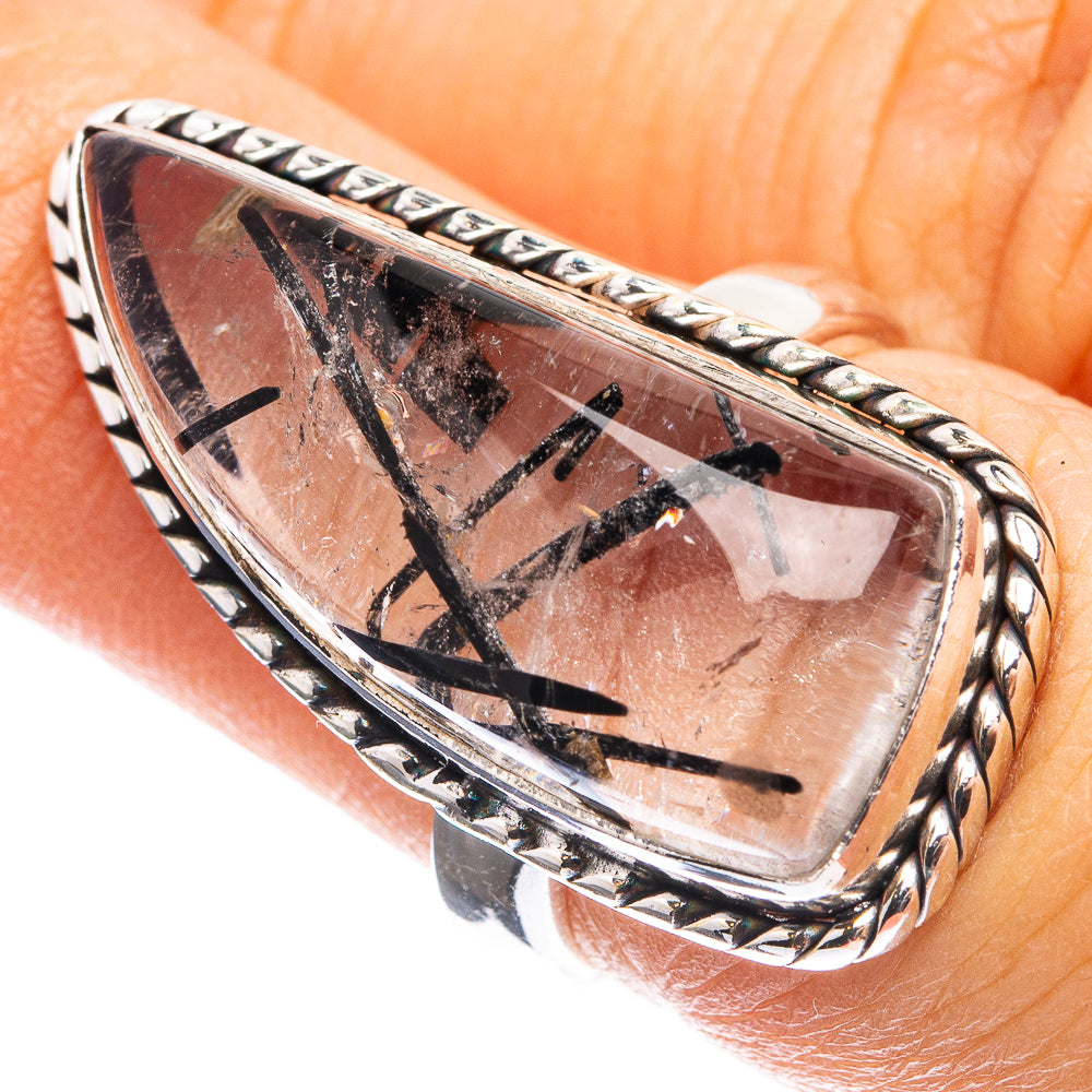 Large Tourmalinated Quartz Ring Size 6 (925 Sterling Silver) R143040