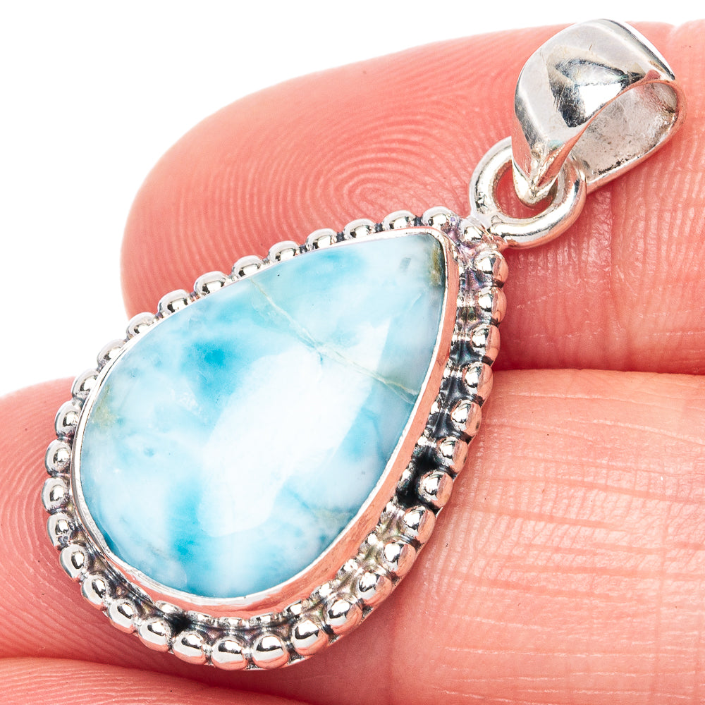 Larimar 925 Sterling Silver Pendant 1 1/4" (925 Sterling Silver) P41886